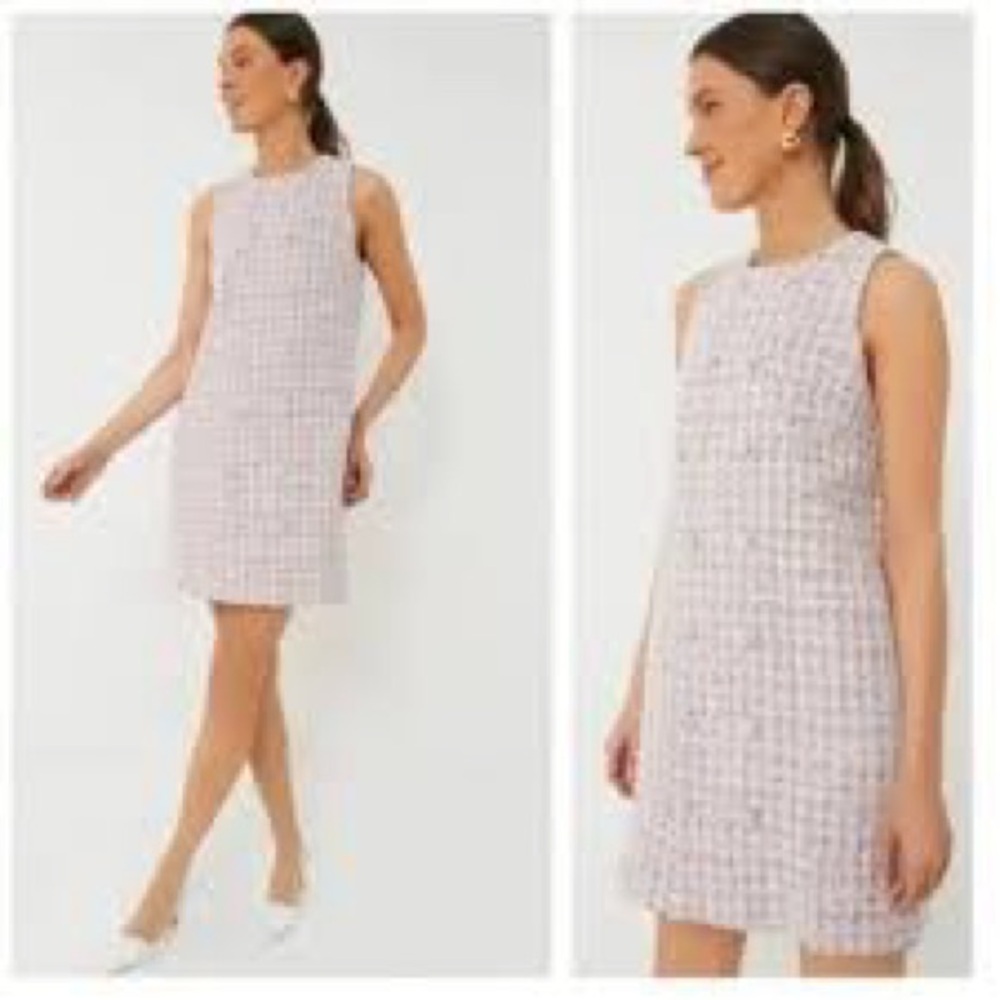 Pomander Place Tuckernuck BNWT L Peony pink tweed mini dress sleeveless